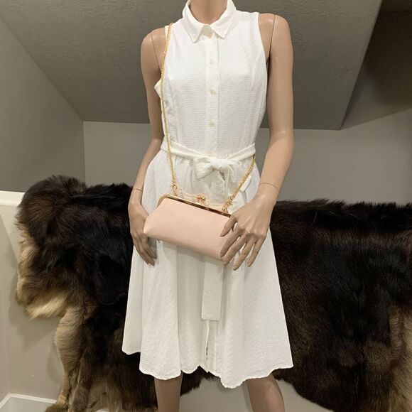 Soft Pink Genuine Pebble Leather Kisslock Clutch/Shoulder Bag/Crossbody - Picture 7 of 15